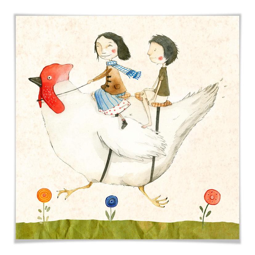 Poster - Loske - Poule en voyage