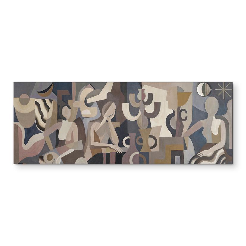 Wandbild Lunar Silence - Kubistische Figuren - Sir Edward x Grigory Gladarev - Alu-Dibond Panorama