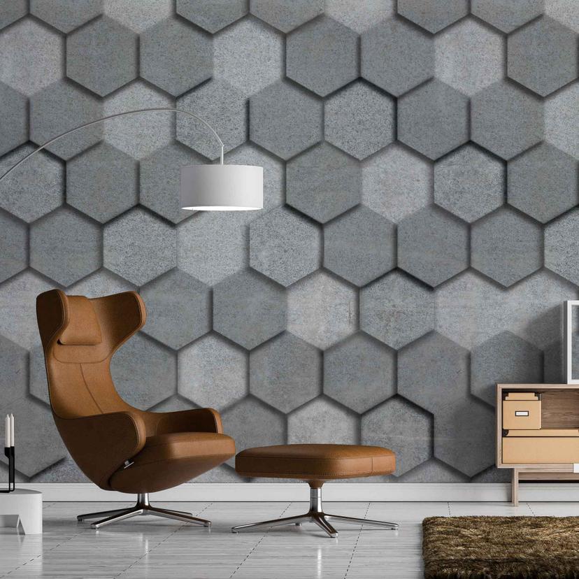 Geometric GraphicBlocks1 grå - non-woven tapet Designwalls 2 - 2,55 x 3,5 m
