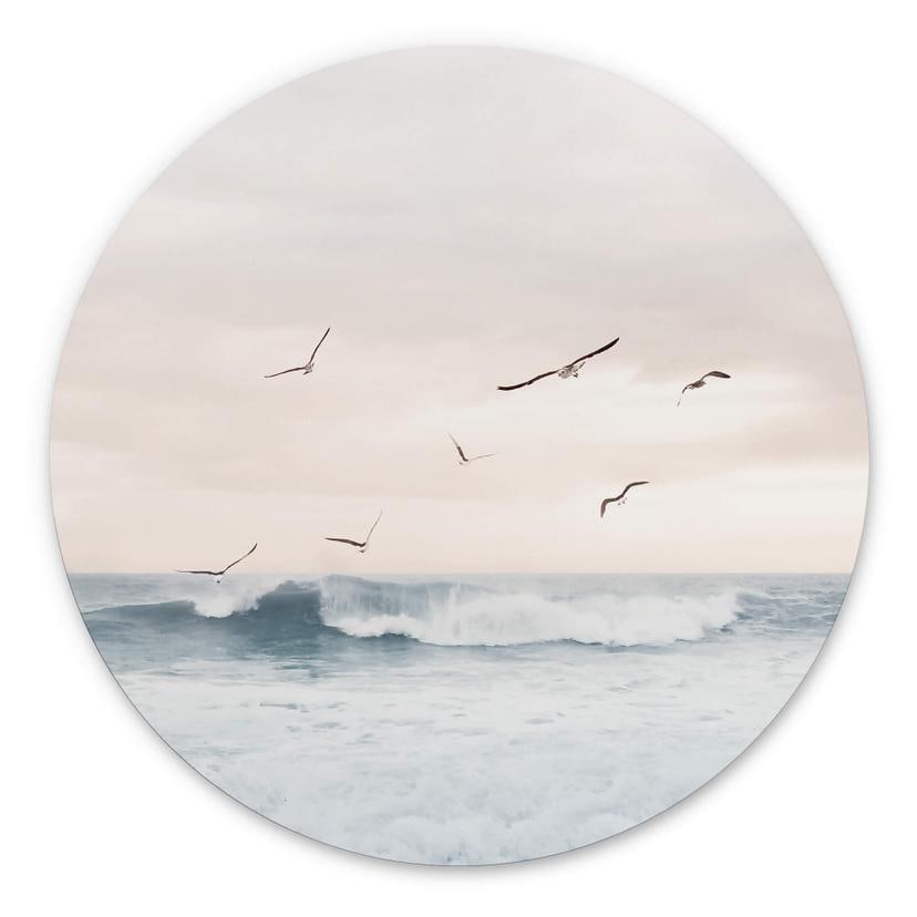 Tableau sur alu-Dibond rond Sisi & Seb - Ciel magique du soir à la mer