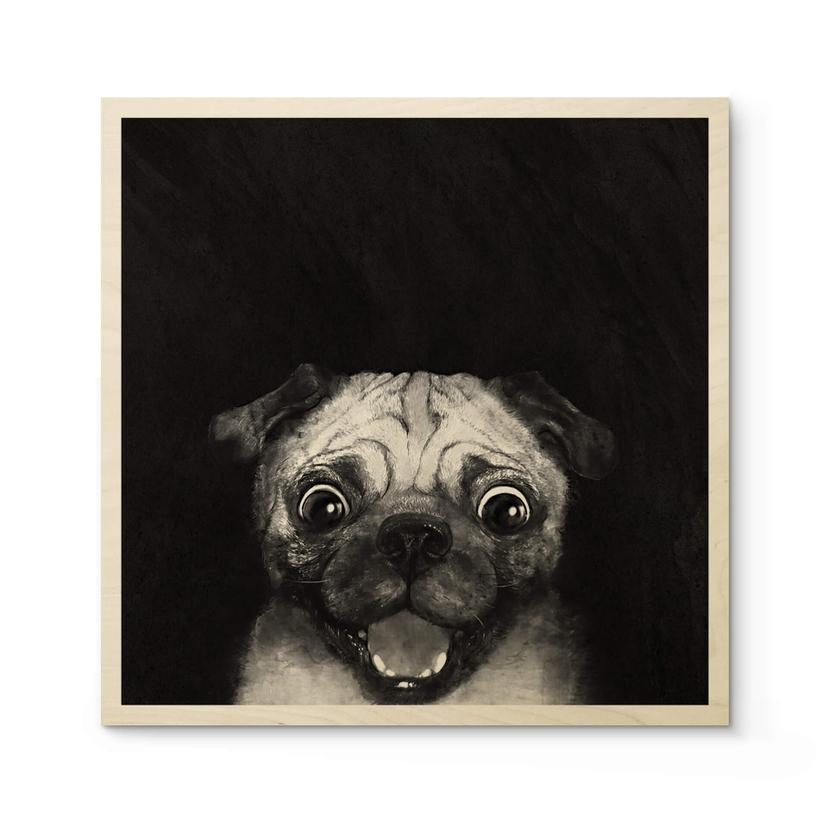 Graves Billede af træ - Snuggle Pug - Firkantet