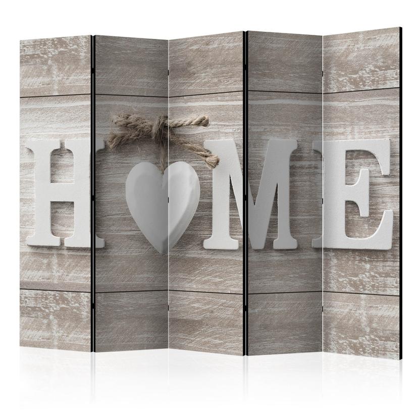 Screen room divider - Love lives at home, 5-delt - 225x172 cm