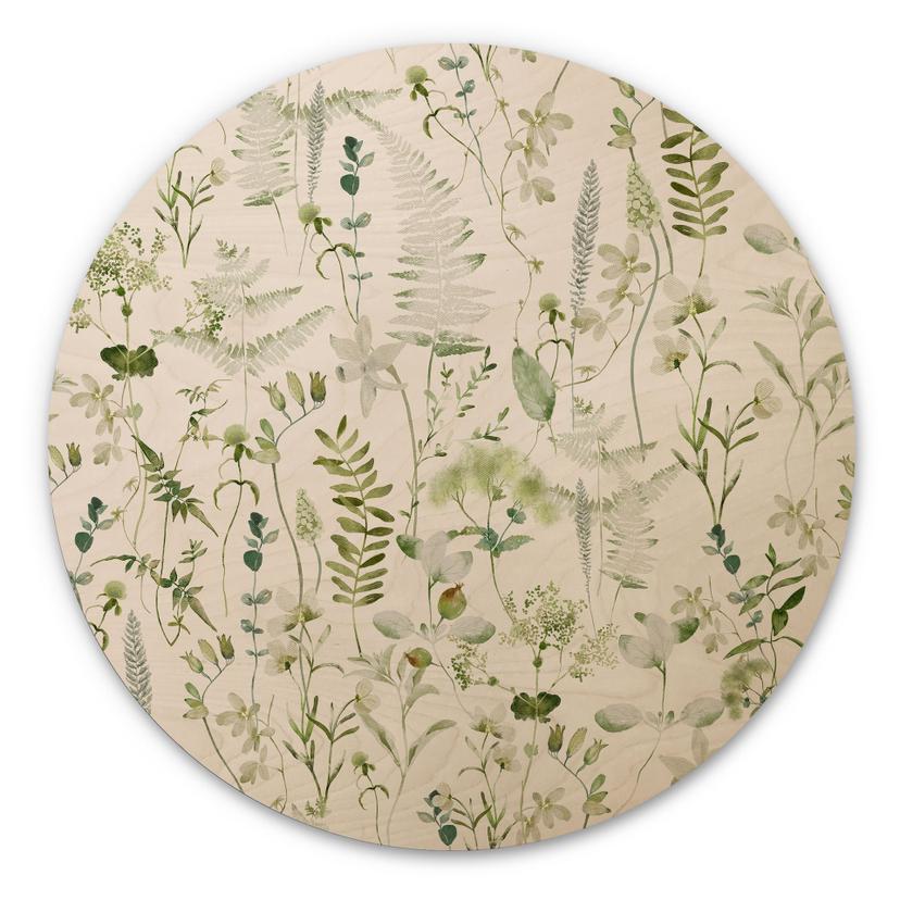 Væg cirkel træ Urter og vilde blomster - UN Designs