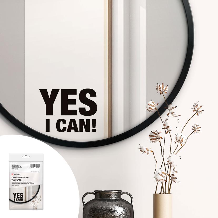 Spiegelsticker, Dekorativer Sticker YES I CAN!