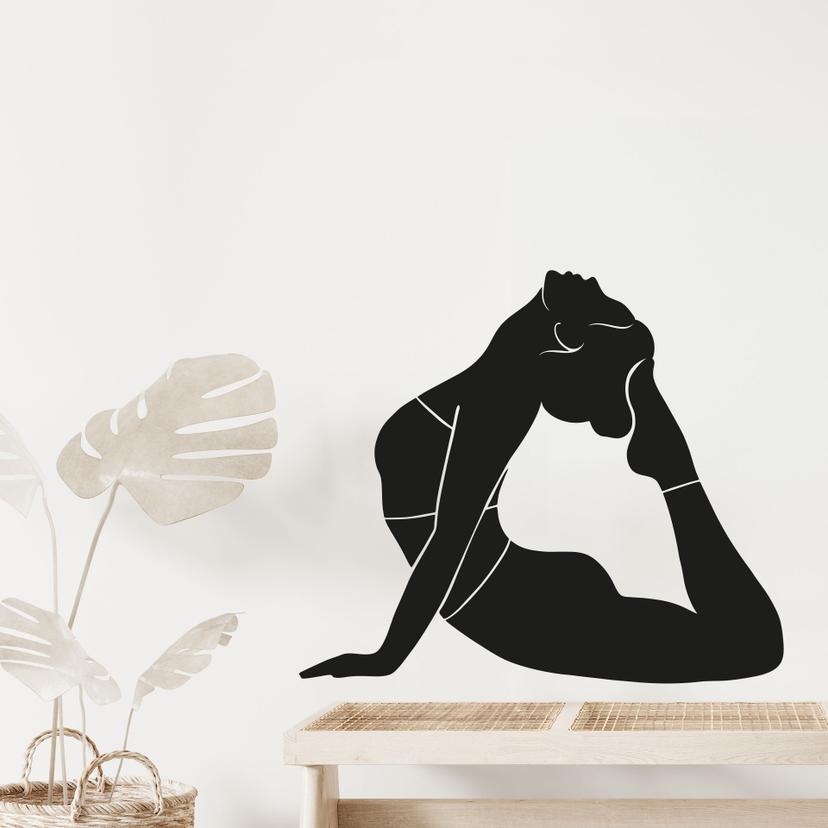 Wallsticker yoga king cobra silhuet monokrom