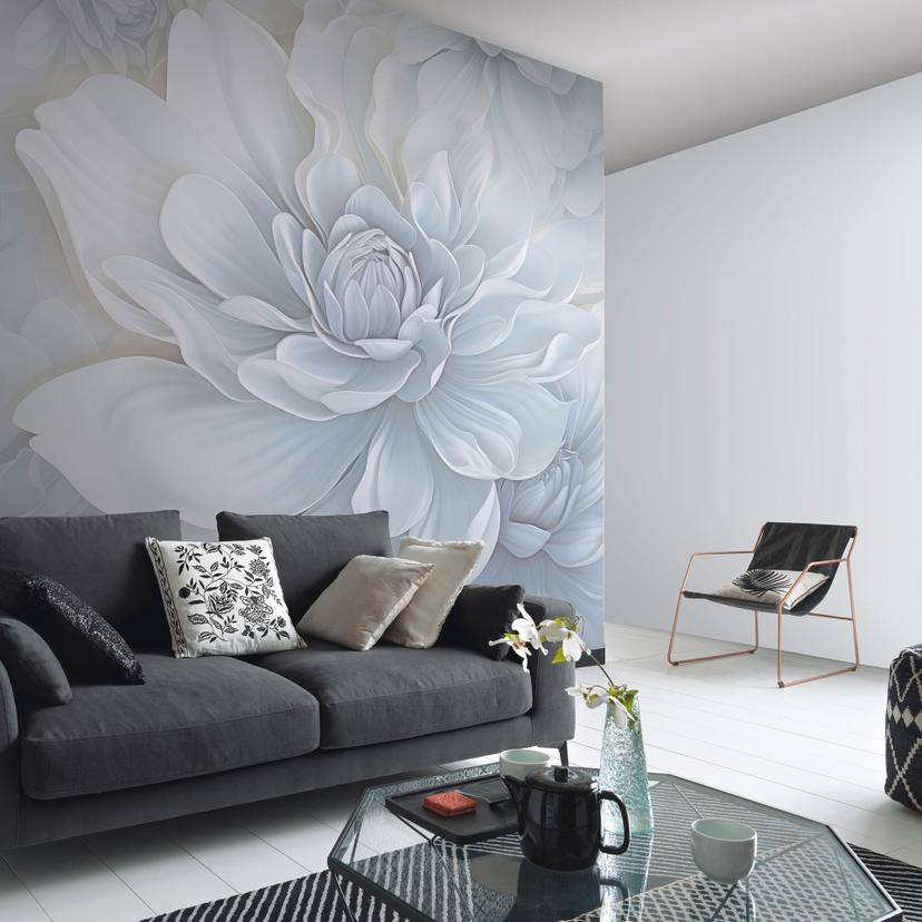 Tapet med blomstermotiv Big Pictures grå 2,50 x 2,70 m