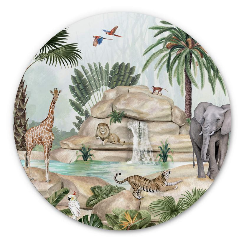 Tableau sur alu-Dibond rond Kikki Belle - Jungle Paradise