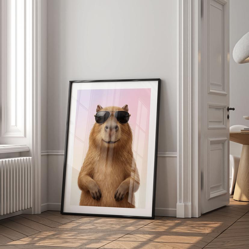 Poster Capybara cool avec lunettes de soleil