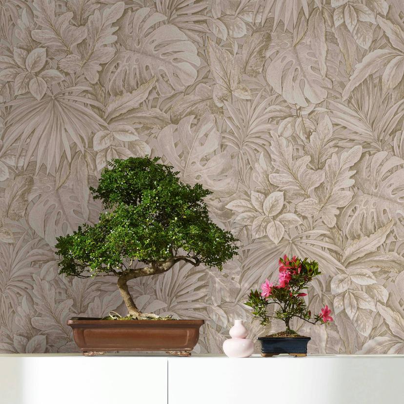 non-woven tapet beige blomstret til stue soveværelse tapet marburg