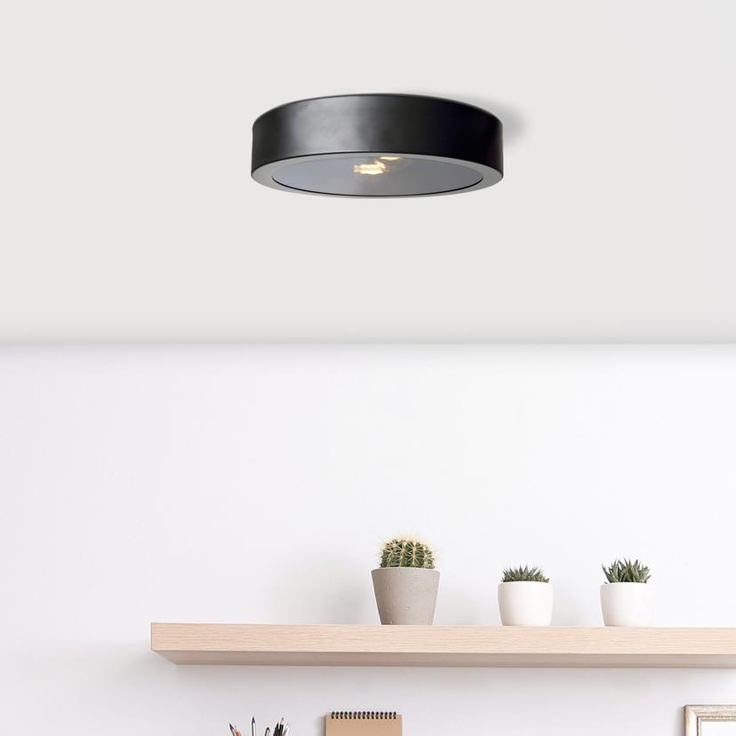 Deckenleuchte Miriam, schwarz, Ø 31 cm, Metall Moderne Deckenlampe