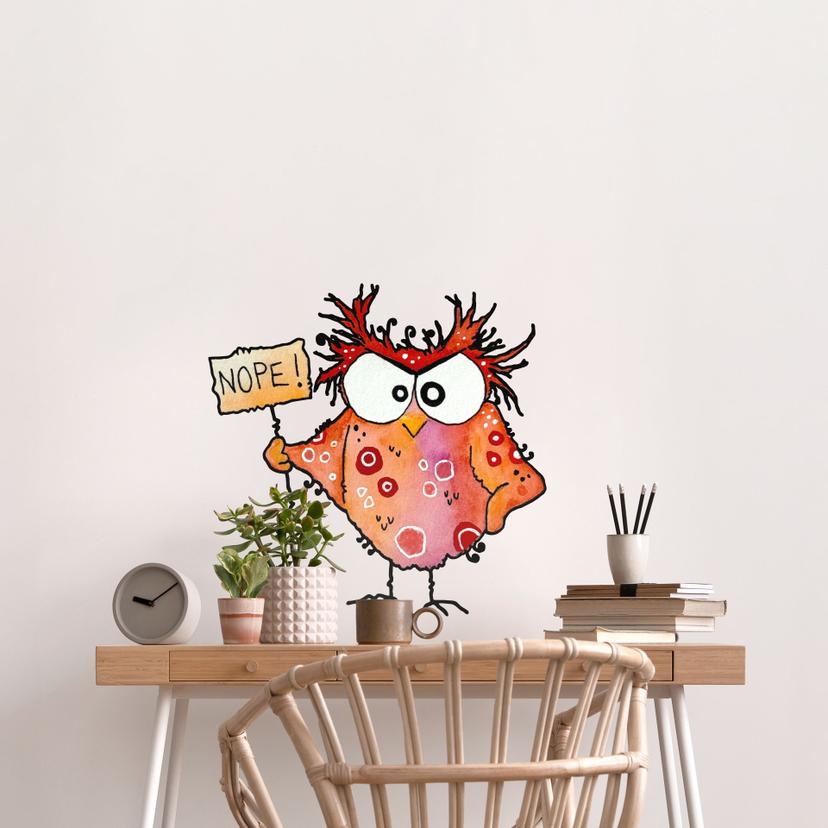 Wandtattoo Lustige Eule mit Nope Schild - Hagenmeyer