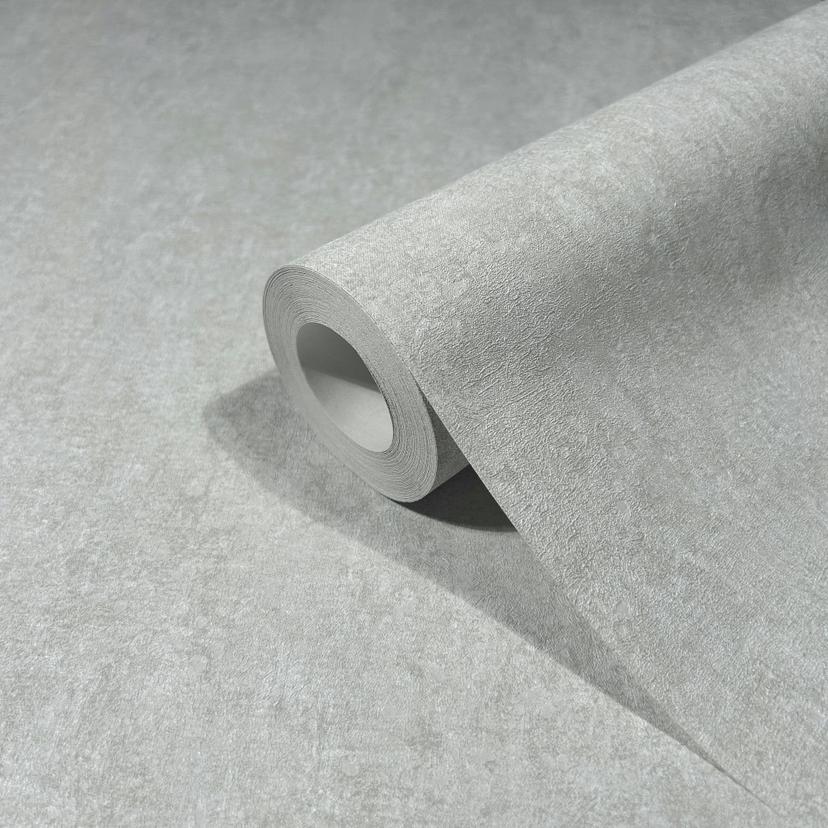 Papel pintado no tejido con aspecto de hormigón gris mate de textura ligera