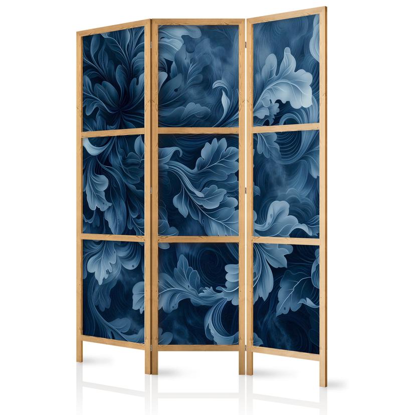 Japanischer Paravent, Raumteiler freistehend, Trennwand - Abstract Ornaments - Dark Blue Victorian L