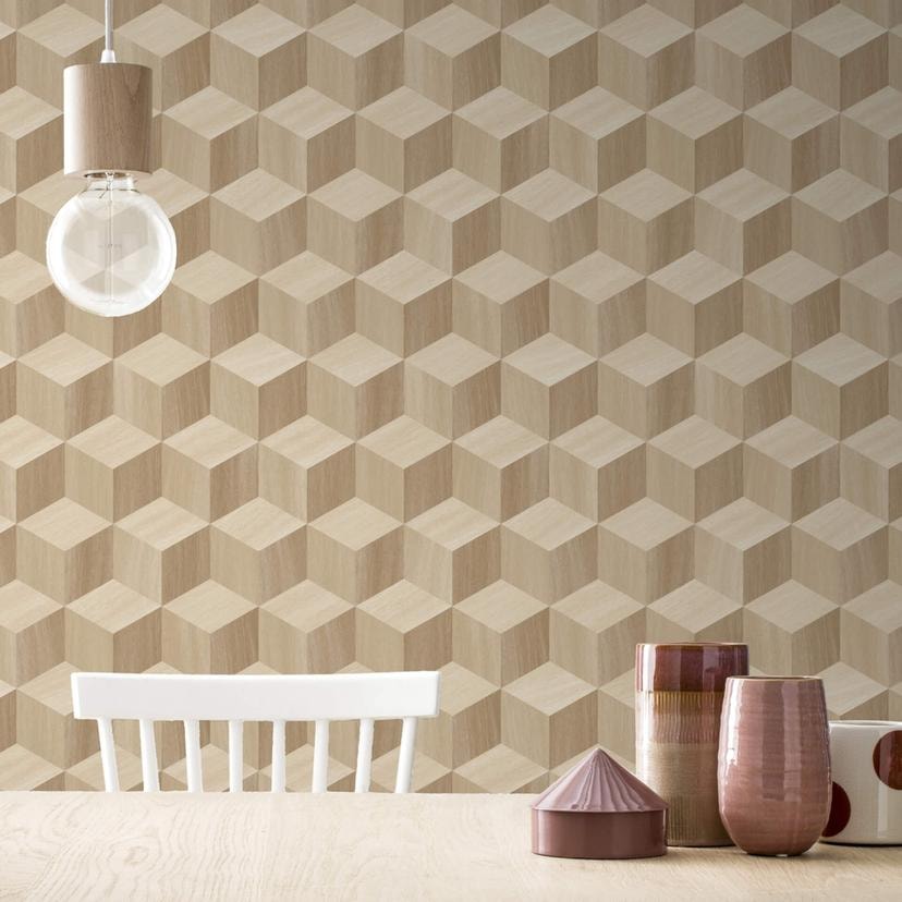 Papier peint intissé Rasch, papier peint à motifs Salsa beige clair