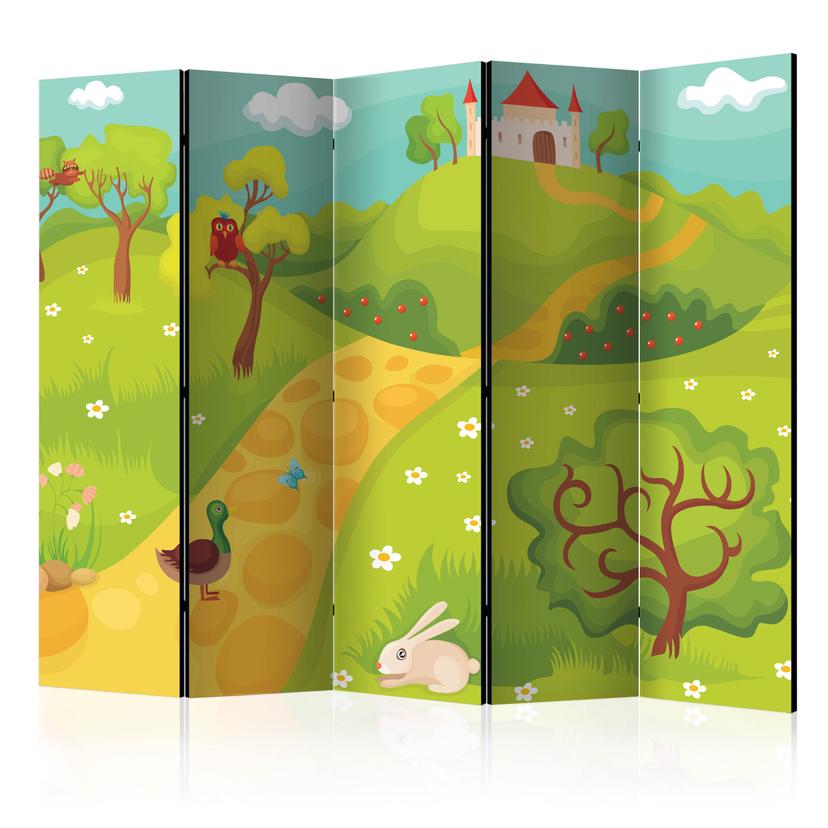 Screen room divider - En sti til et magisk slot , 5-delt - 225x172 cm