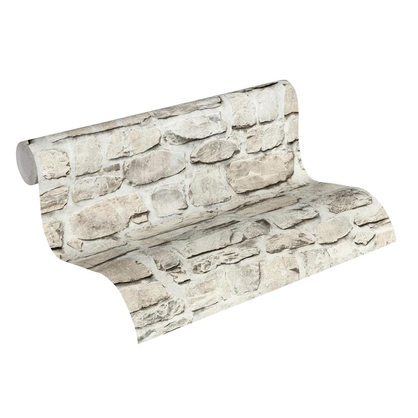 A.S. Création ikke-vævet tapet il Decoro tapet - Naturstenslook - Beige, Grå