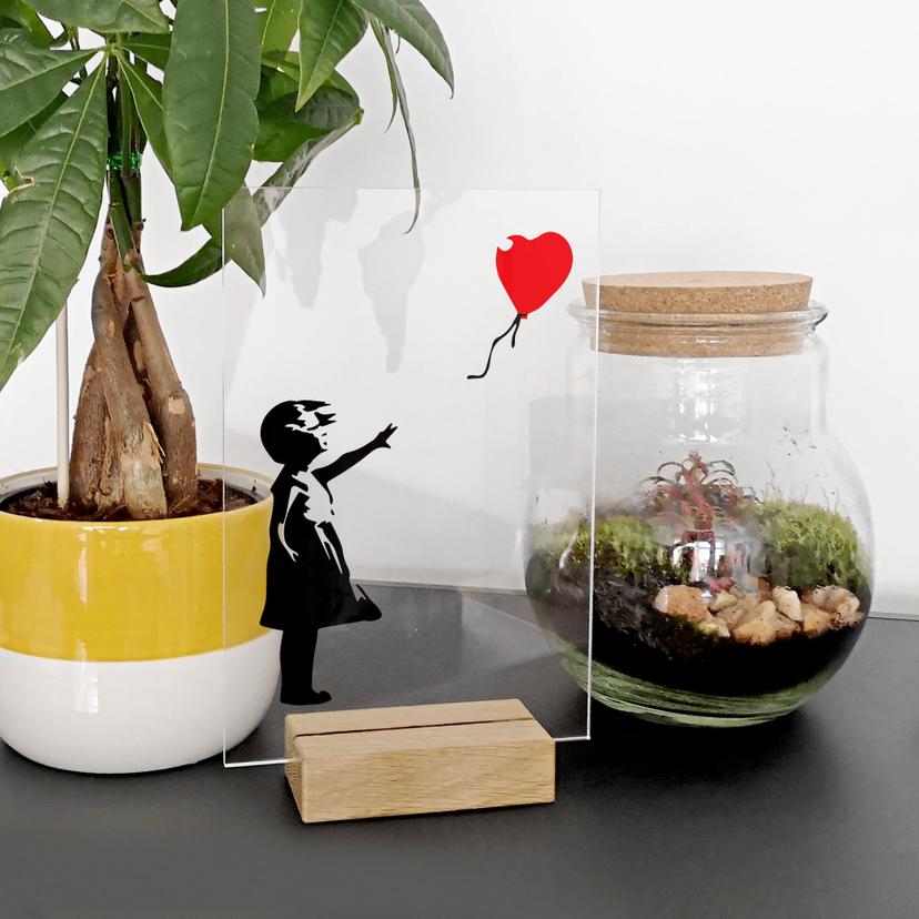 Decoro acrilico + supporto Banksy - Girl