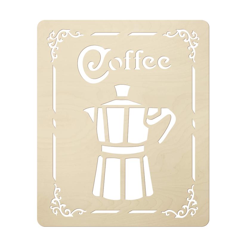 Letrero de madera Café - Cafetera espresso - Decoración en madera chopo