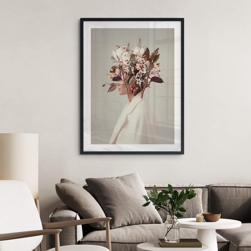 Poster Moth - Skönhet med blomsterhatt