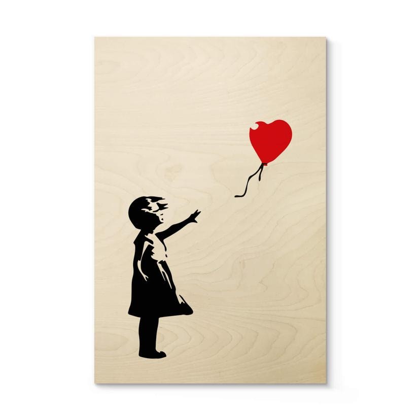 Træbillede Banksy - Girl with the red balloon