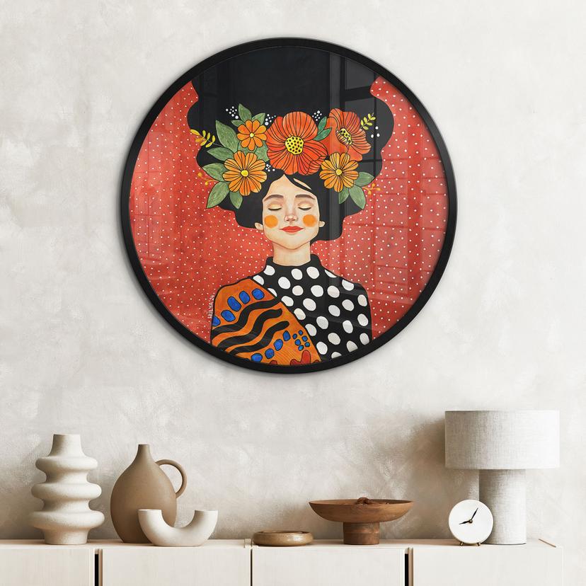 Poster Donna sorridente con fiori d'arancio - Hülya - Rotondo