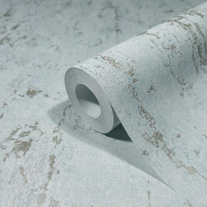 Vliestapete mit glänzender, grober Struktur blau Betonoptik