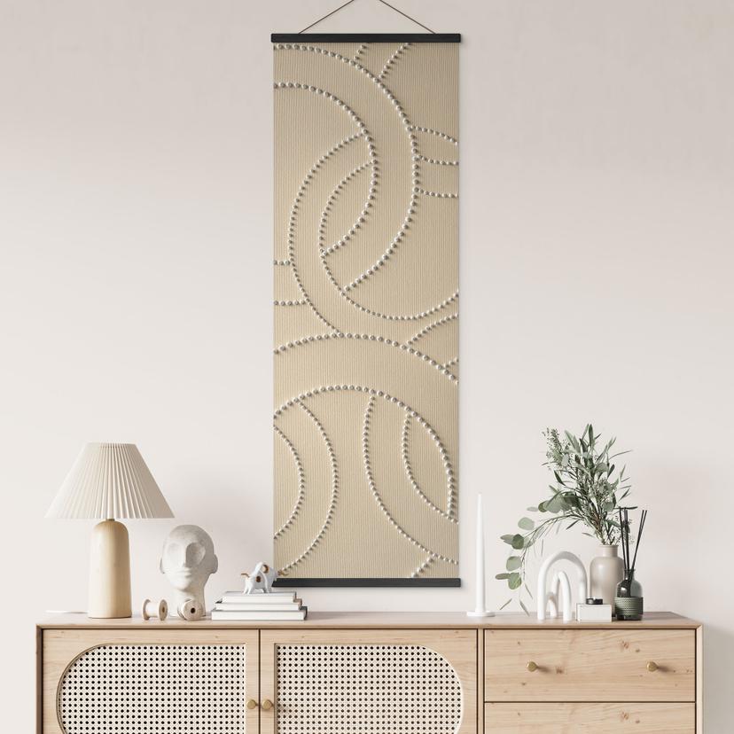 Stampe su tessuto Anelli astratti beige - Grande - Panorama