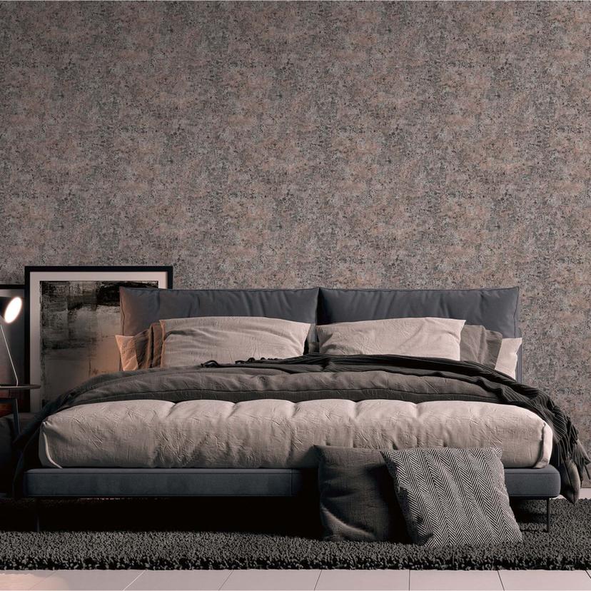 Papel pintado no tejido estilo industrial papel pintado cobre, negro, plata efecto óxido papel pintado metalizado