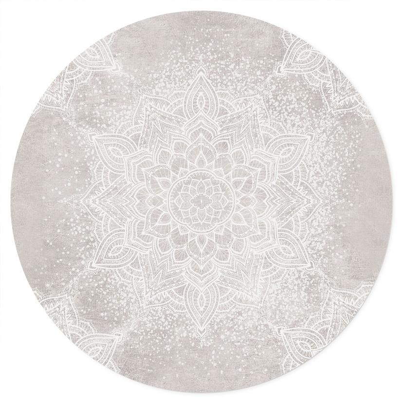 Adesivo murale Mandala delicato su grigio-beige - Bloomery Decor - Rotondo