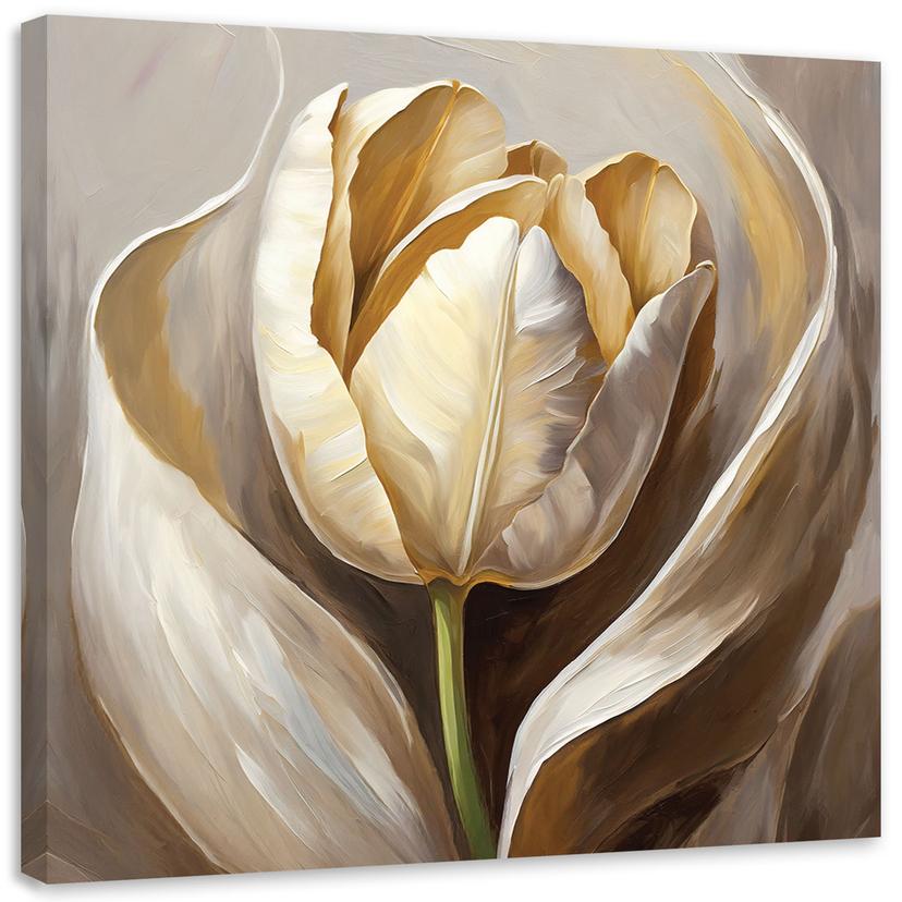 Leinwandbild Tulpenblumen wie handgemalt