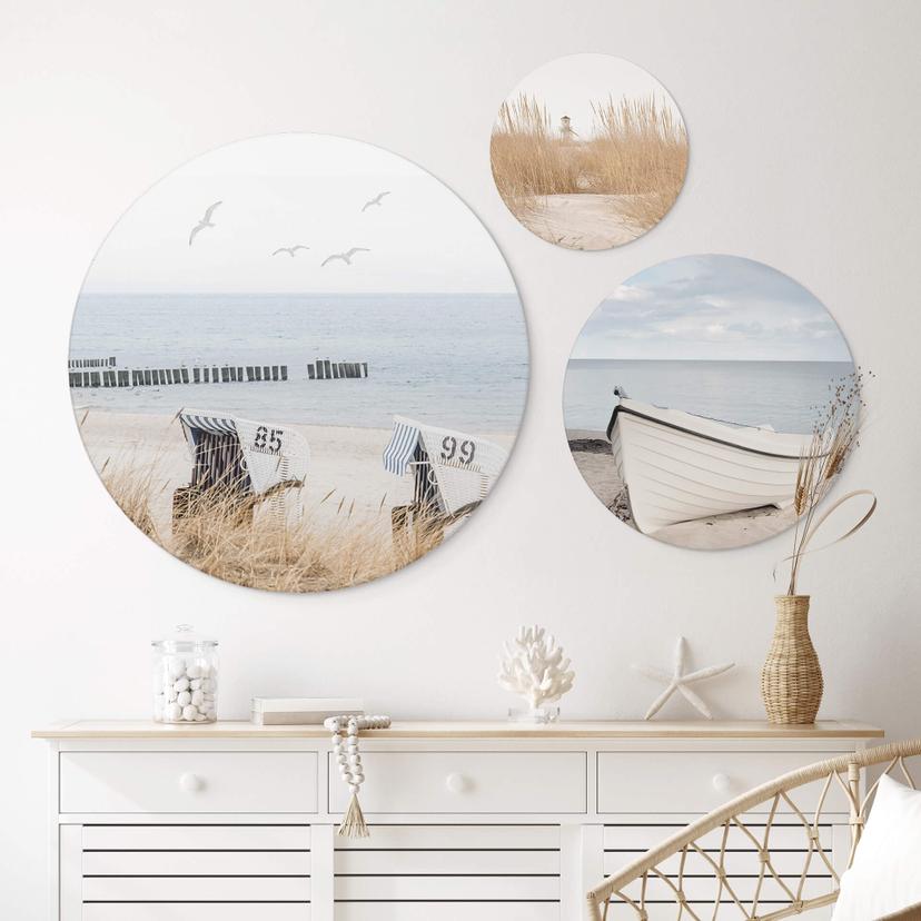 Vægcirkel Salty Sea Air-sæt (3 dele) – print på aluminium (Alu-Dibond)