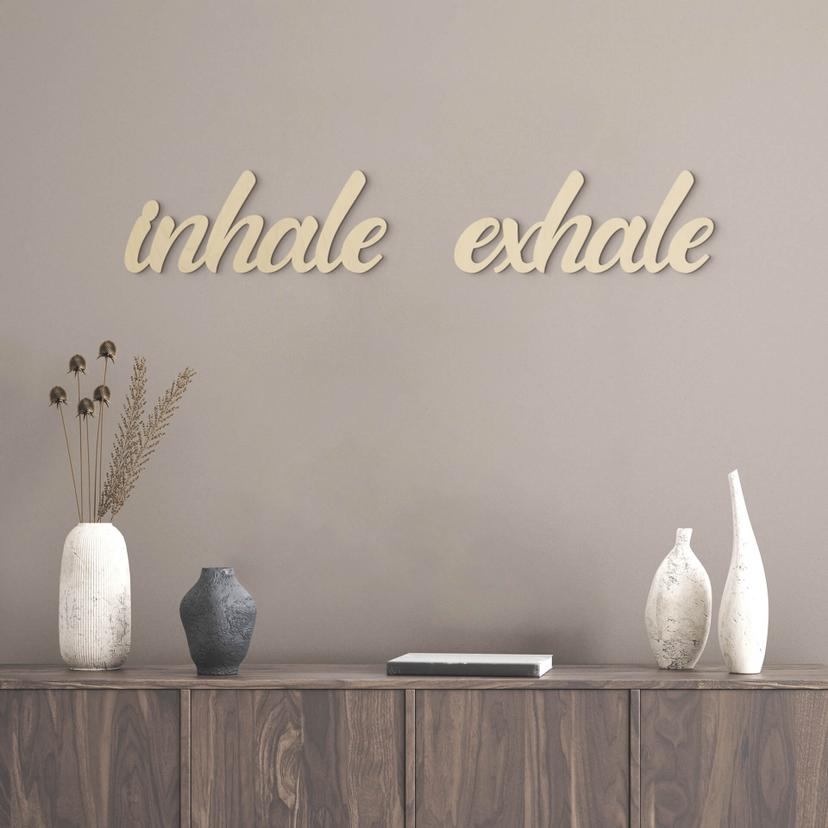 Decoración de madera 3D letras inhalar exhalar - Álamo