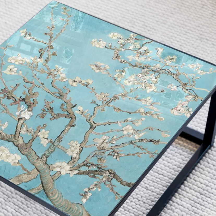 Plateau de table en verre - Van Gogh - Amandier en fleur - Carré - 60x60 cm