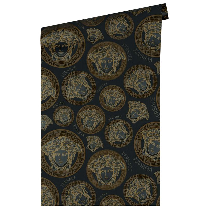Versace carta da parati design in oro e nero carta da parati in tessuto non tessuto lusso teste di m