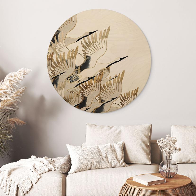 Stampa su legno Gru volanti - SpaceFrog Designs