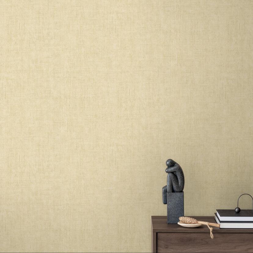 Tekstureret tapet tekstil look hør beige - diskret Ikke-vævet tapet moderne