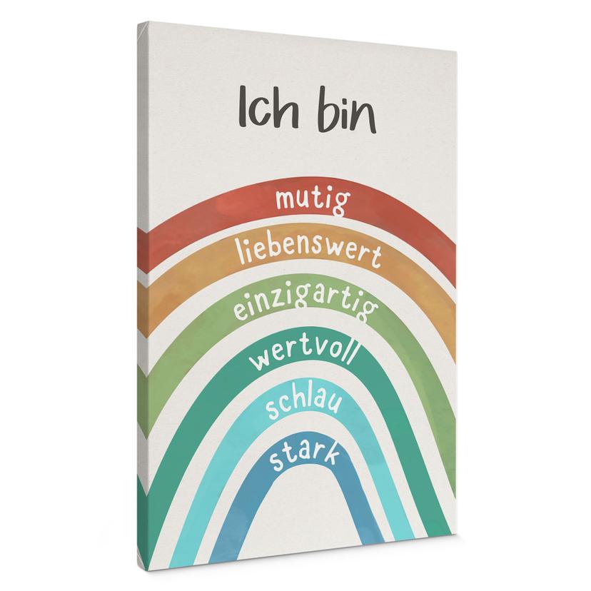 Leinwandbild mit Regenbogen - positive Sprüche fürs Kinderzimmer