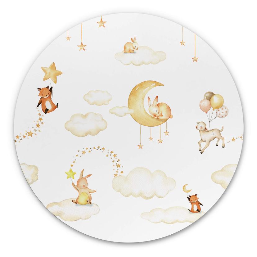 Tableau sur alu-Dibond rond Oliver Robins - Sweet Dreams blanc