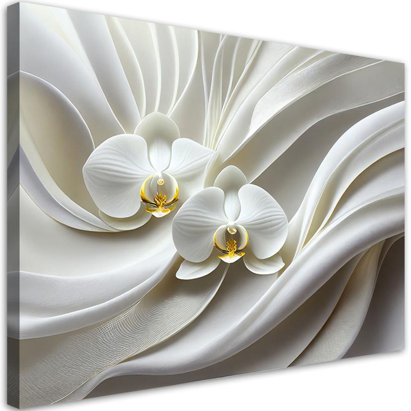 Leinwandbild Weiße Orchidee abstrakt 3D
