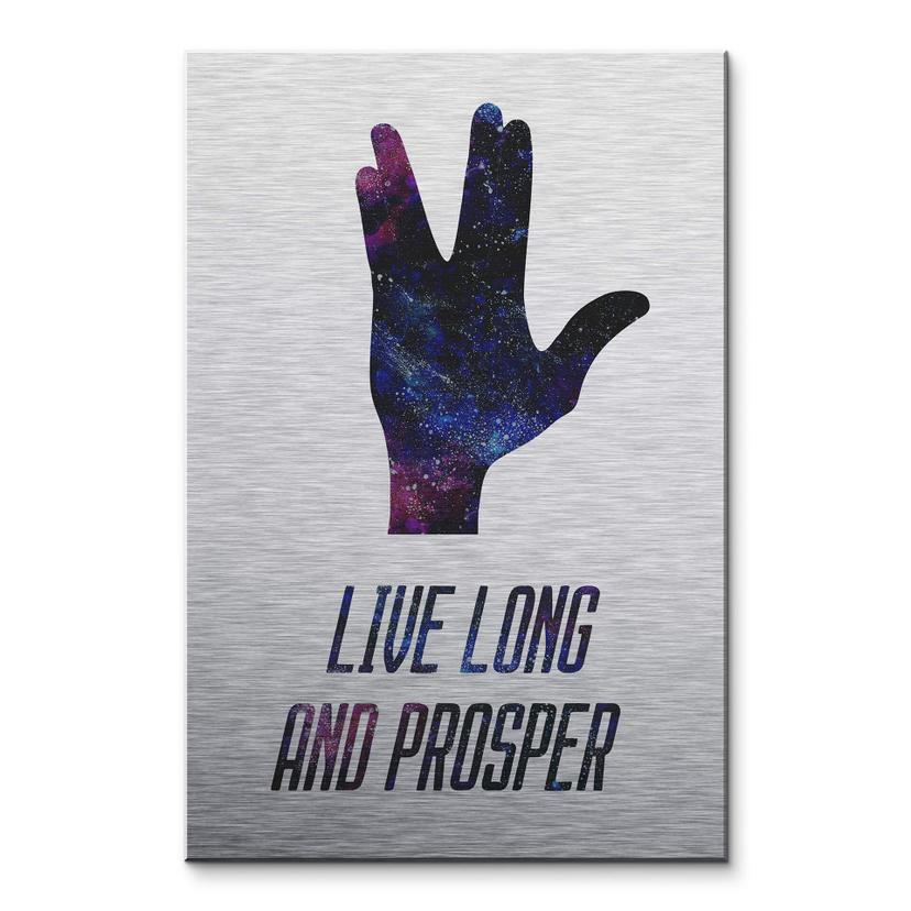 Dibond Schilderij met zilver effect Live Long and Prosper