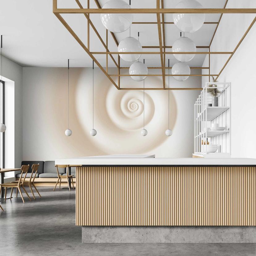 Fotomural con diseño remolino en crema - papel pintado tejido-no tejido hipnótico para habitaciones