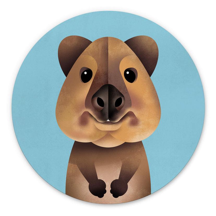 Vægcirkel Quokka - Braun – print på aluminium (Alu-Dibond)