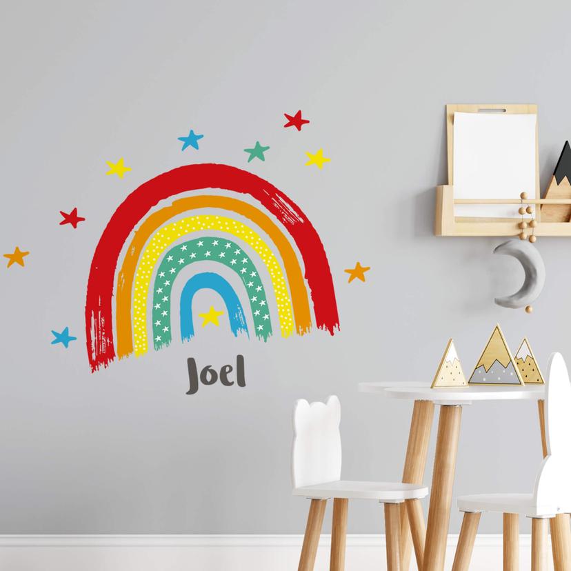 Adesivo murale Arcobaleno stelle + Nome