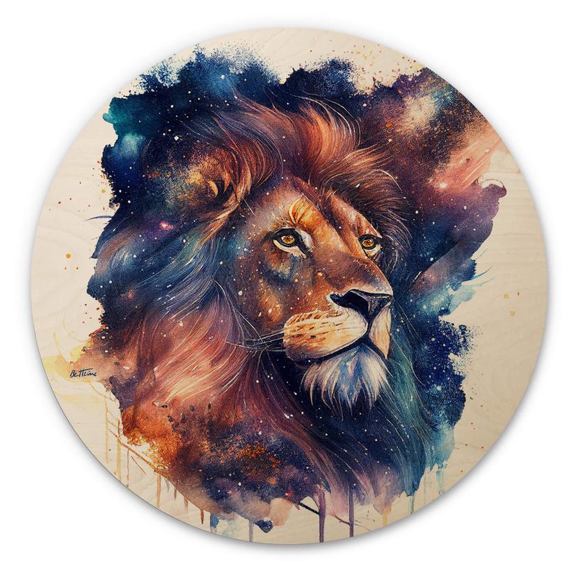 Væg cirkel træ Heine - Strong Lion