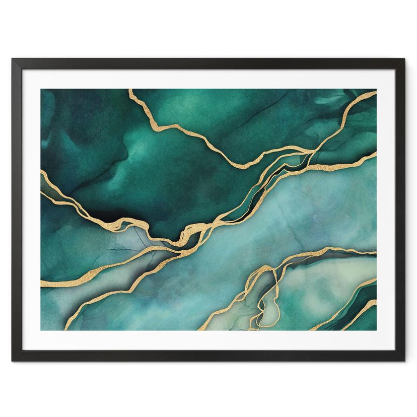 Póster de mármol verde dorado - Haase