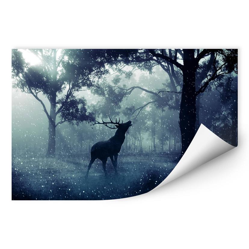 Zelfklevende Poster Hert in het bos