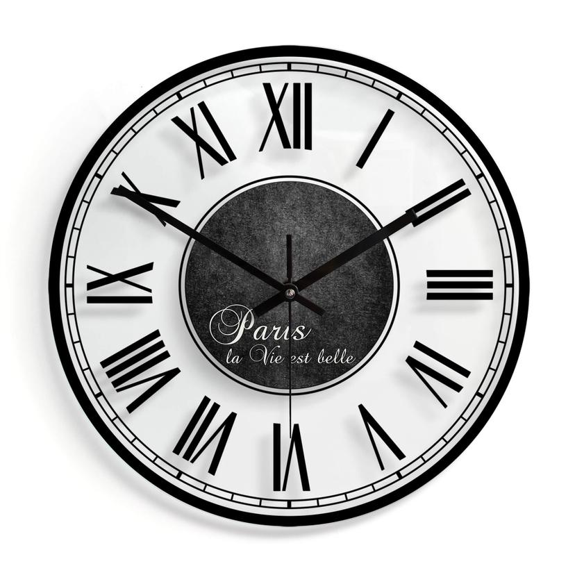Horloge murale en verre - La Vie est belle - Shabby Chic