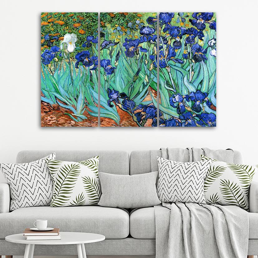 Stampa su tela 3 pezzi, Vincent Van Gogh Iris