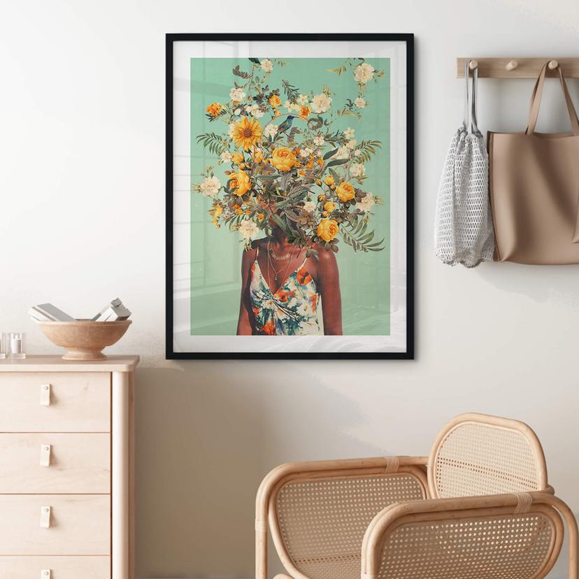 Poster Moth - Kvinna med sommarblommor på huvudet