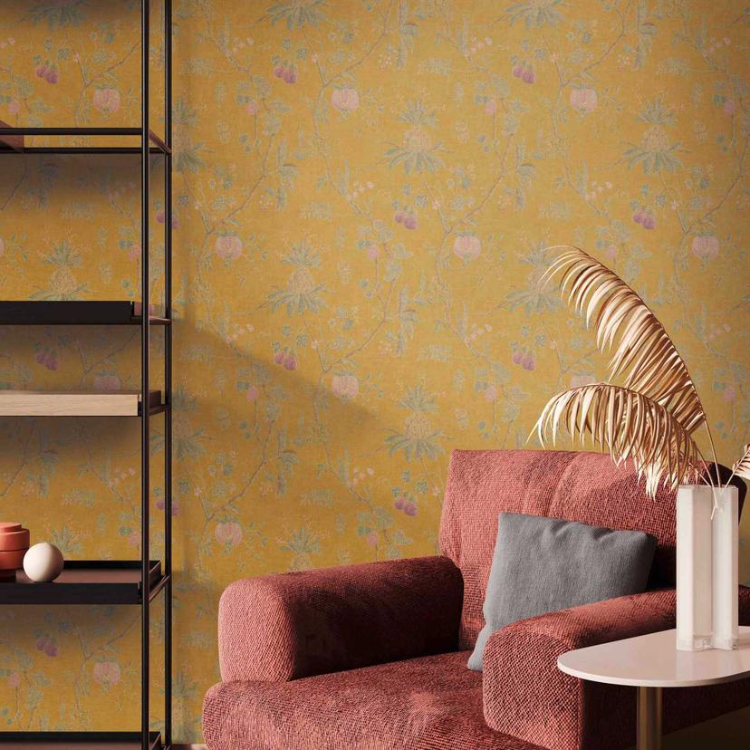 Livingwalls Paradise Garden Papier peint fleuris - Jaune